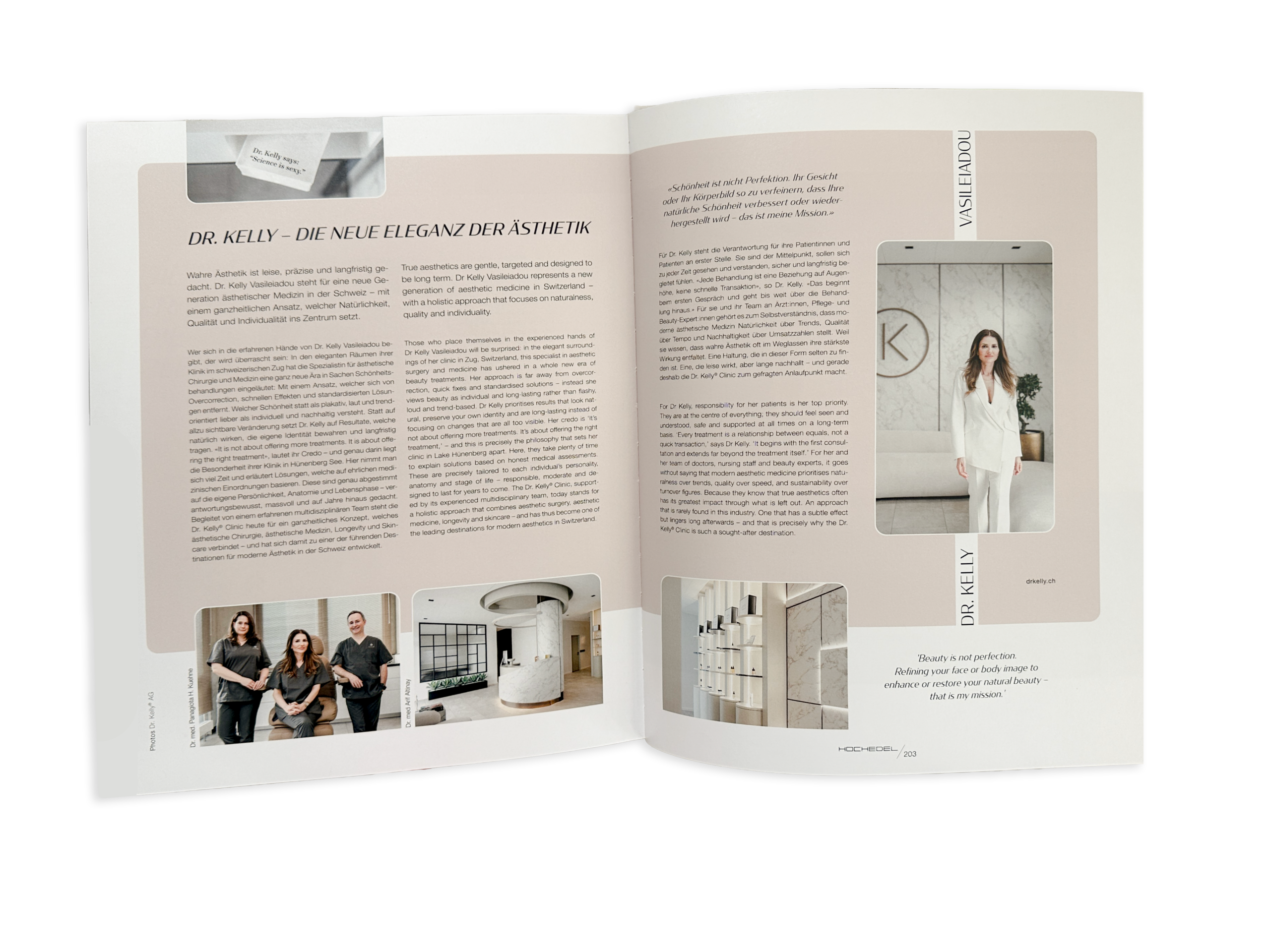 Porträt «Dr. Kelly – Die neue Eleganz der Ästhetik» im Buch HOCHEDEL
